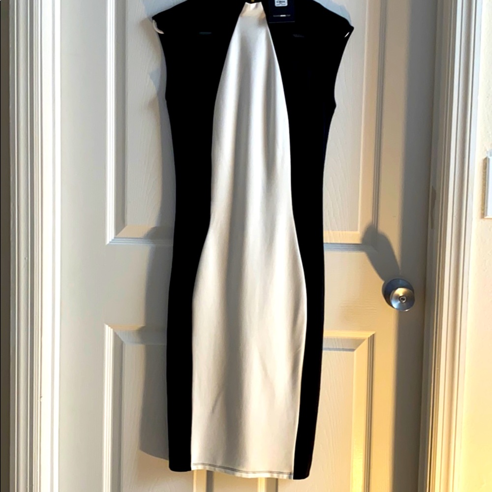 Black and white midi dress